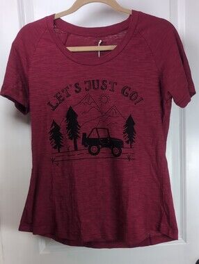 Natural Life Maroon 'Let's Just Go' Graphic Tee NWT
